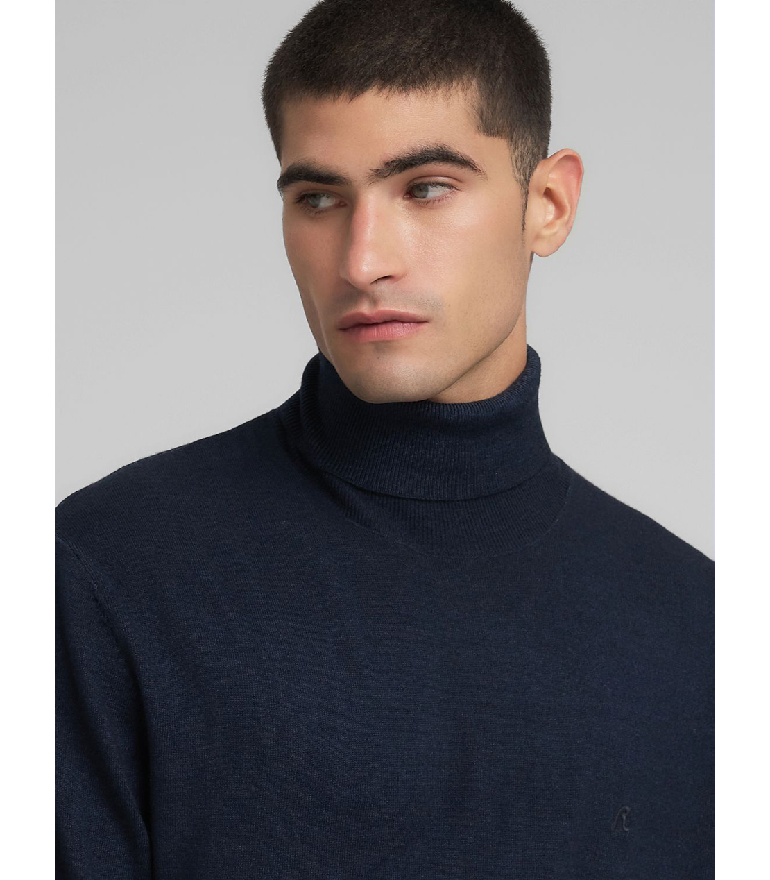 R刺しゅう ウールブレンド タートルネックプルオーバー 詳細画像 ダークブルー 5